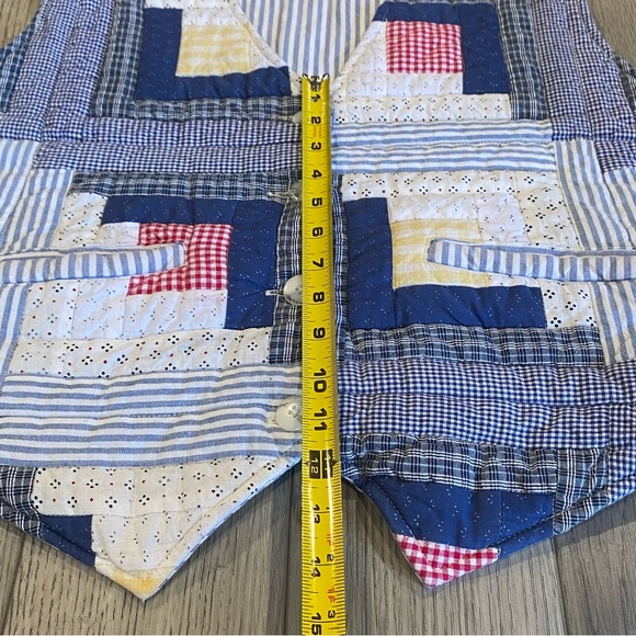 Vintage Patch Magic Quilted Reversible Vest Size XL Patchwork/Blue White Stripes - Picture 6 of 14